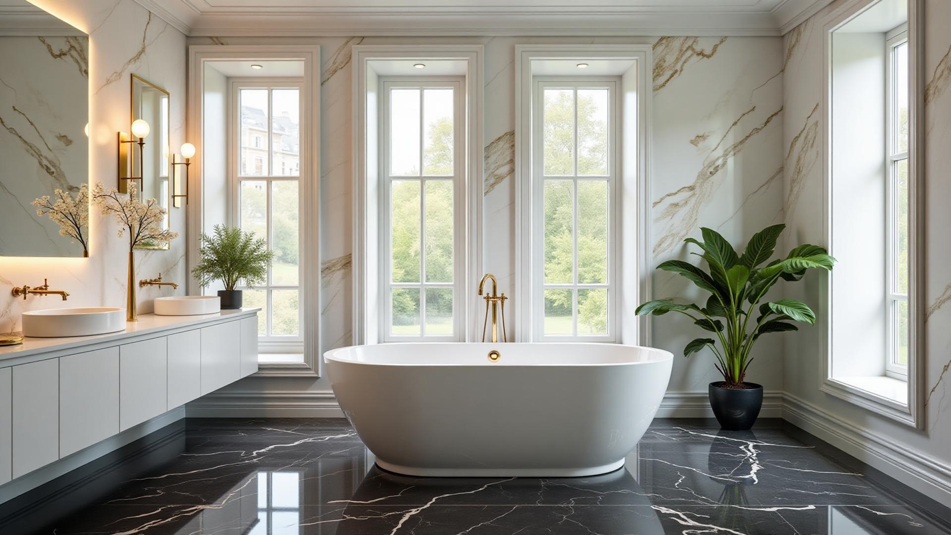 Custom bathroom with frameless glass shower